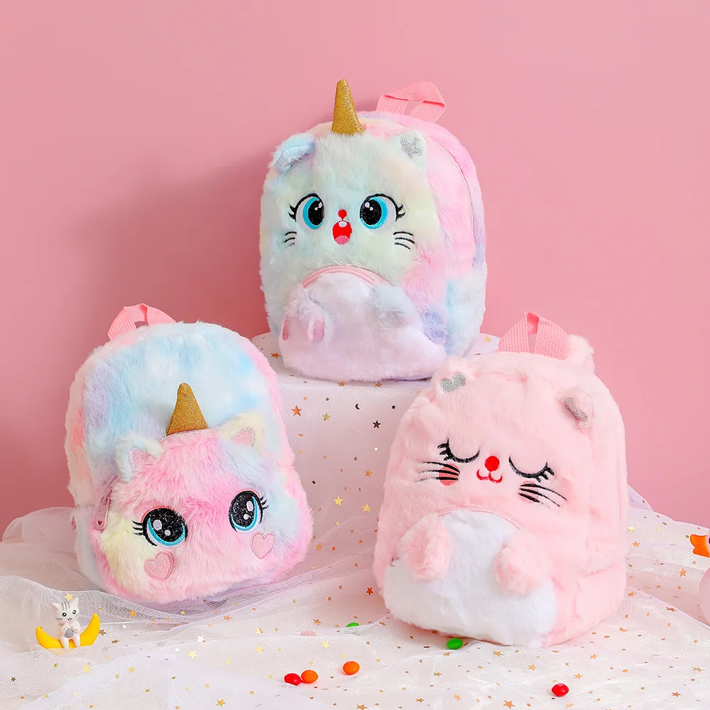 가방 Unicorn Plush Big Eyed Backpack Soft Plush Toys Kindergarten Children Cartoon Backpack Little Girl Bag Child Backpack Mochila