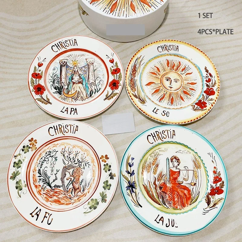 Tarot series western food large plate decoration  coffee cup mug sun moon priest knight strength destiny mild justice