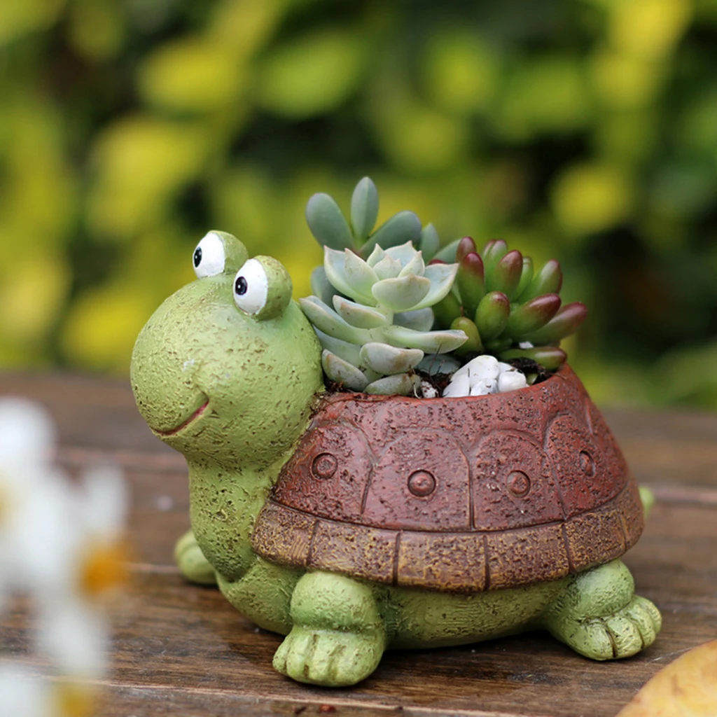 Resin Turtle Design Cacti Succulent Plant Flower Plant Pot Garden Planter