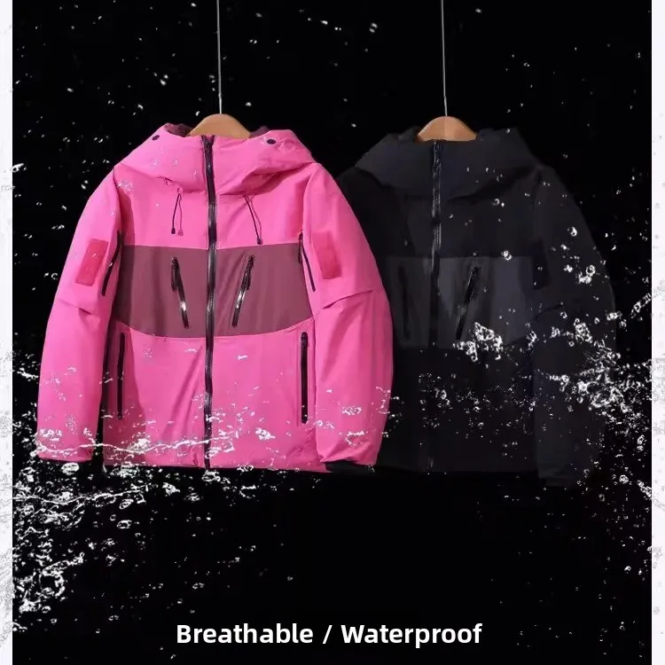 Jaqueta de Inverno Impermeável e Respirável para Homens e Mulheres, Anti-Frio, Quente, com Capuz e Zíper, Tecido de Nylon Ref...