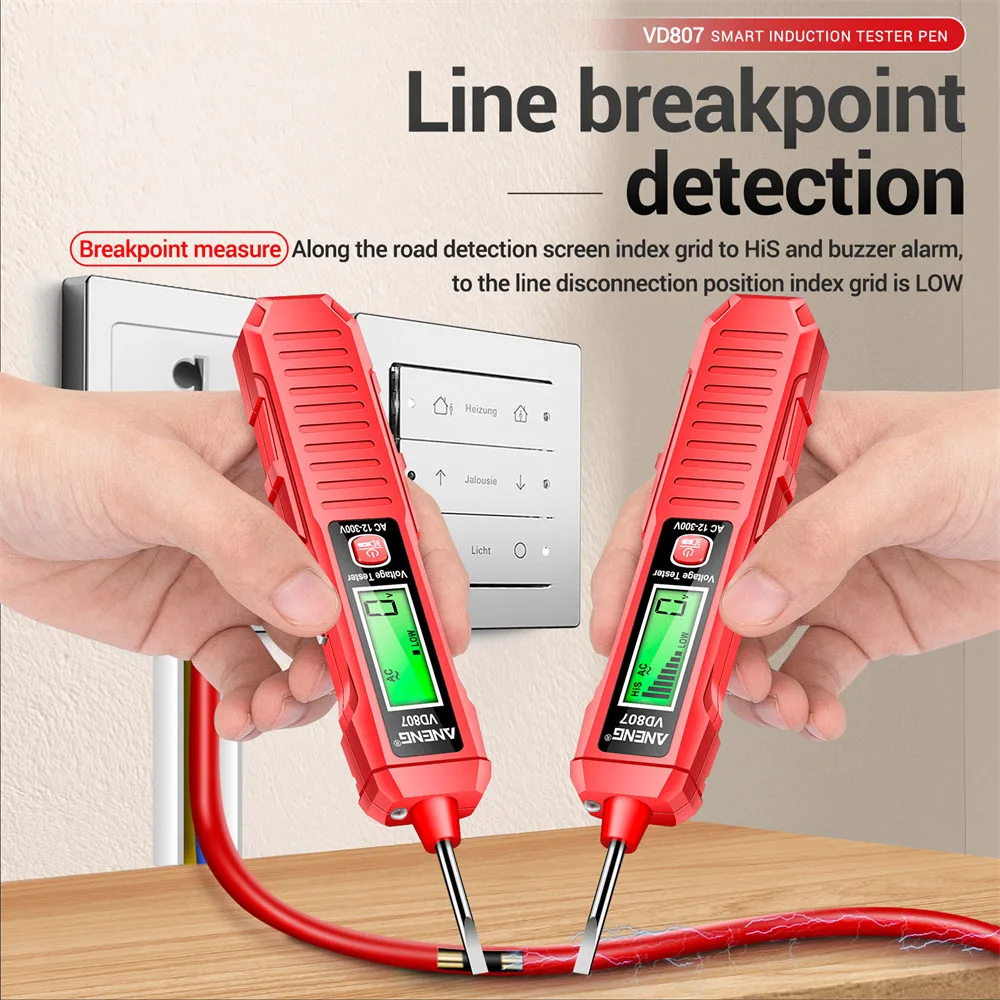 Digital Non-Contact Voltage Tester Pencil Circuit Breakpoint Finder LCD Display Zero Fire Wire Tester