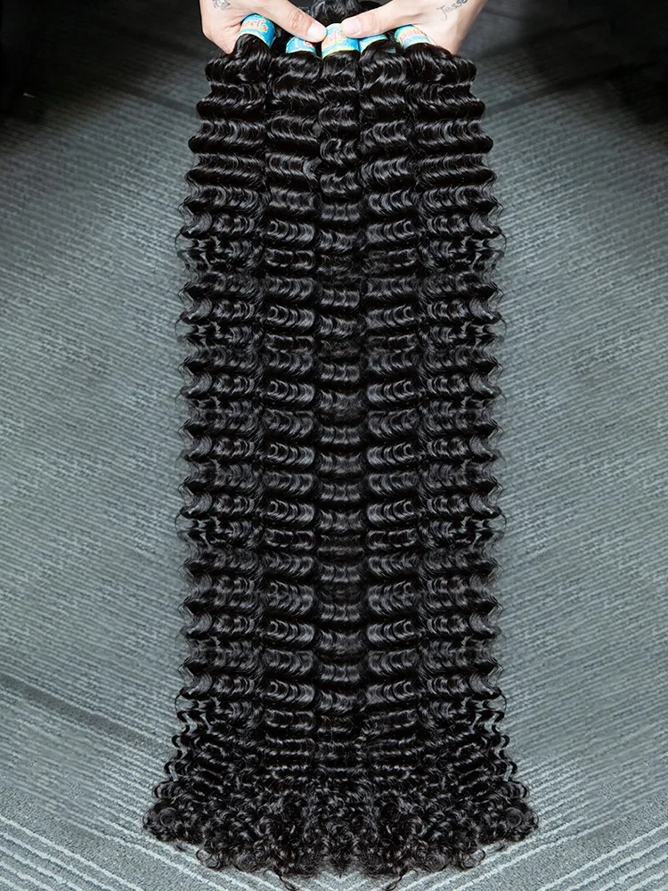 

30 32-дюймовый пучок необработанных человеческих волос с волнистыми волнами, бразильские пучки волос с глубокими волнами, пучки волос Remy, 1/3/4 предложение для чернокожих женщин