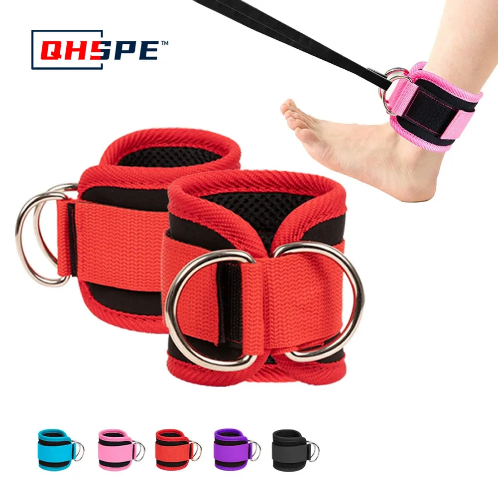 Correas de tobillo para Fitness, puños de soporte ajustables con anillo en D, polea para entrenamiento de fuerza de piernas para gimnasio con hebilla, protector deportivo, abductores de seguridad