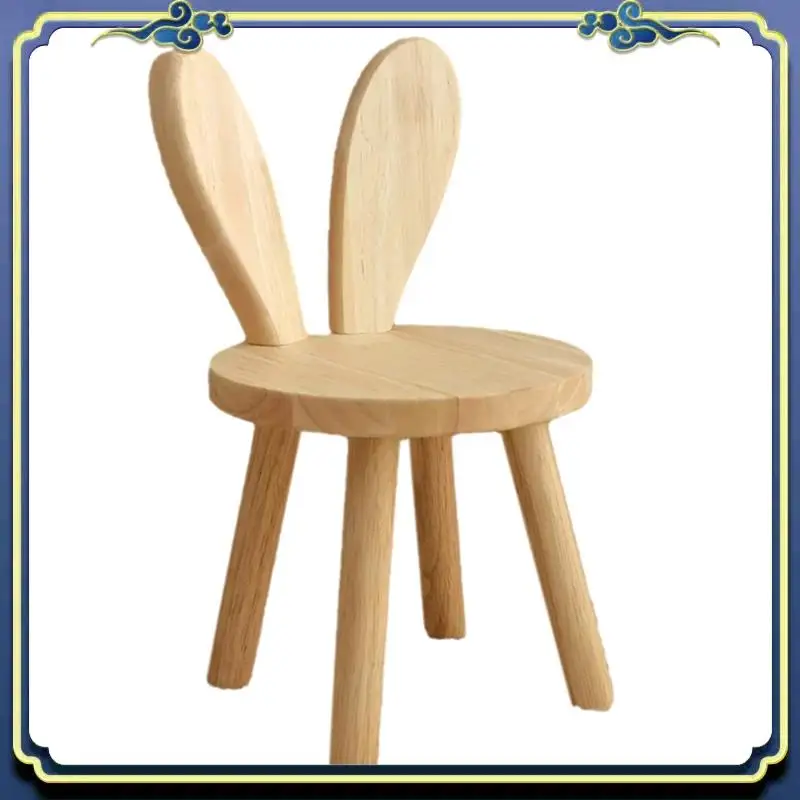 

Маленький табурет A56P, Детский табурет из массива дерева с милыми ушками, Декоративный стульчик для детей