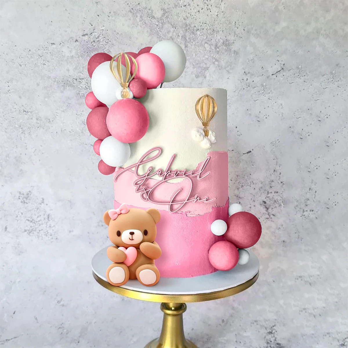 Rosa Bären-Kuchendekoration, Bären-Babyparty-Kuchenaufsatz, Bären-Zug-Kuchendekoration, Babyparty-Geburtstagskuchendekoration – Detail 5