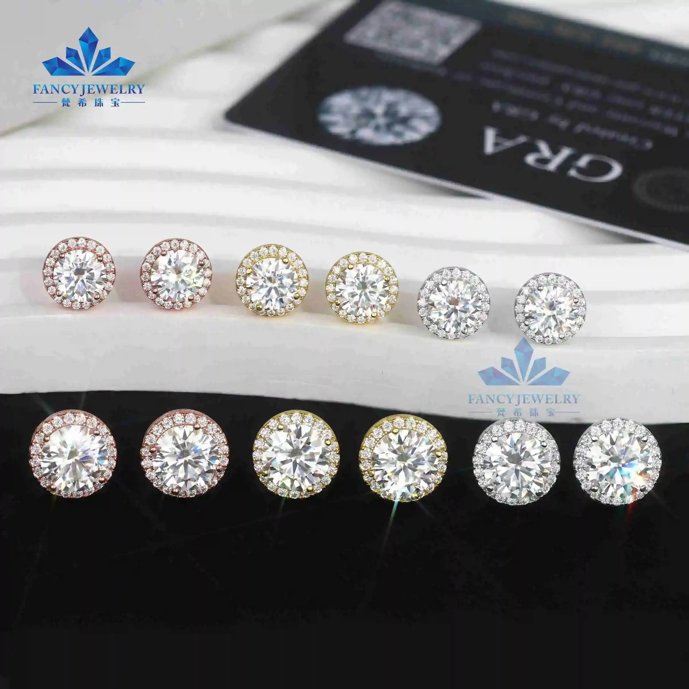

In Stock Vvs Diamond Earring Wholesale Price 925 Silver 6.5mm 8mm Vvs Moissanite Stud Hola Earrings Men Women