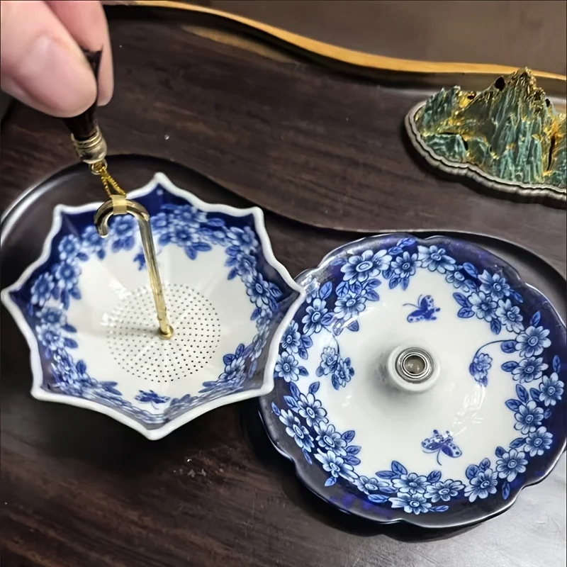 Combination Blue And White Porcelain Creative Umbrella Leak Ceramic Filter Net Kung Fu Set Tea Table Decoration Ornament