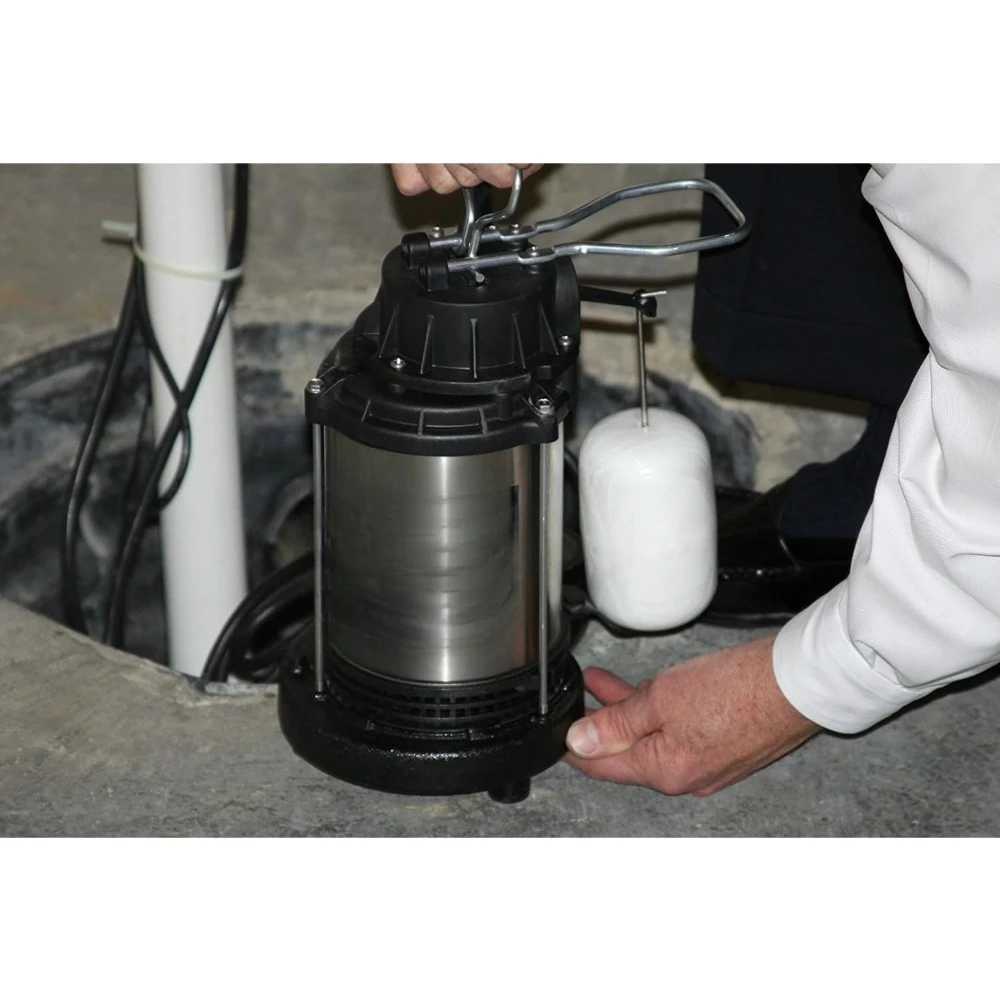 Steel Sump Pump with Integrated Vertical Float Switch - 6,100 Gallons Per Hour - Heavy Duty Basement Sump Pump