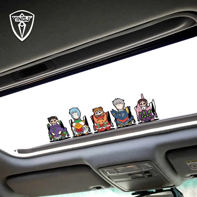 Cartoon Cute Anime Peripheral Funny Reflective Sticker EVA EVANGELION Waterproof Sunscreen Car Window Body Sticker Decoration