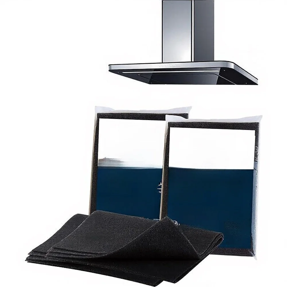 2Pcs Cuttable Activated Carbon Range Hood Filter 40x80cm, Deodorizing Oil-Absorbing Replacement For Kitchen Vent
