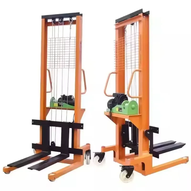 2026 High Quality China 500kg 1000kg Self-Load Lifting Stacker New Semi-Electric Portable Pallet Forklift