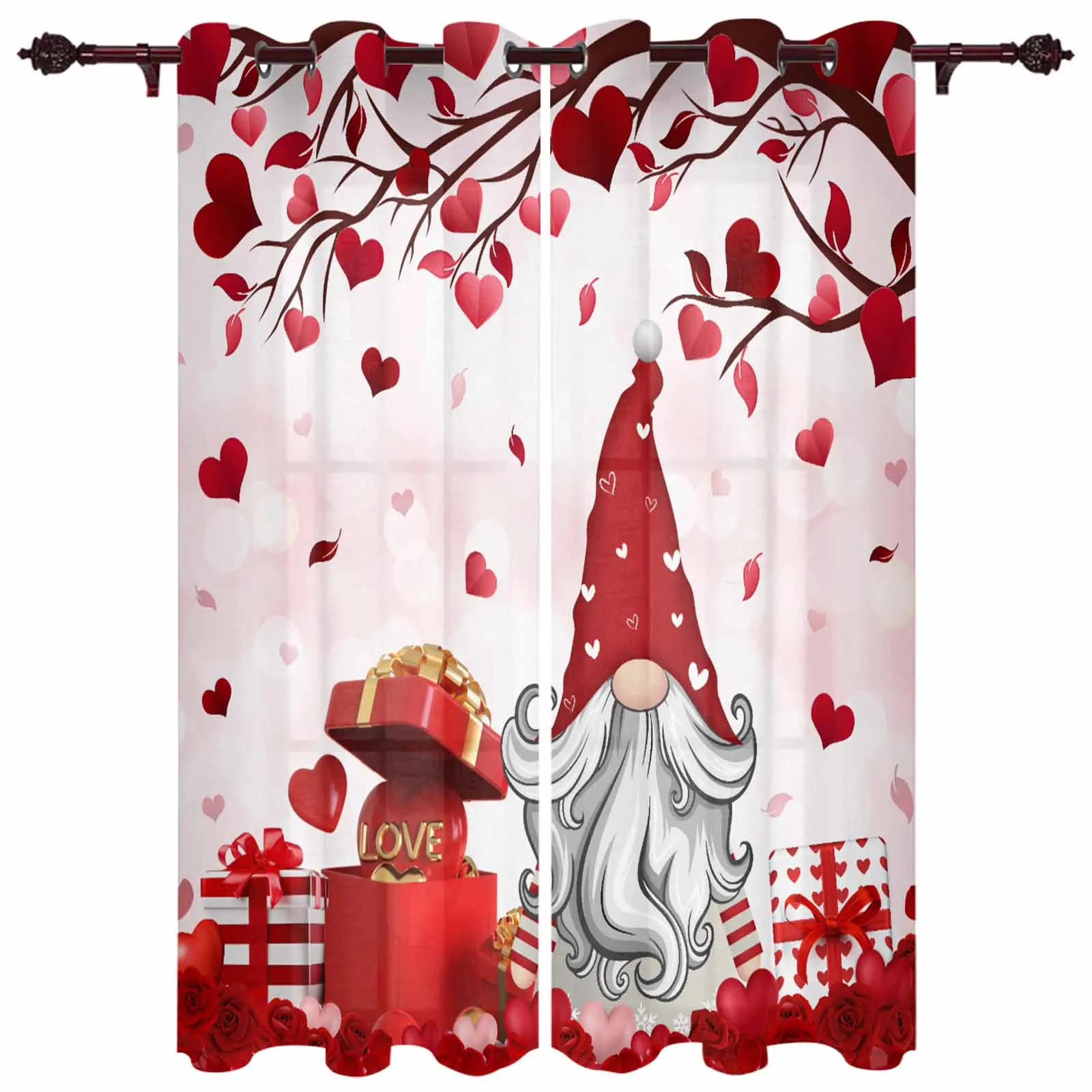 Valentine'S Day Love Romantic Love Dwarf Gift Modern Hall Curtains for Living Room Bedroom Window Curtains Panels Drapes