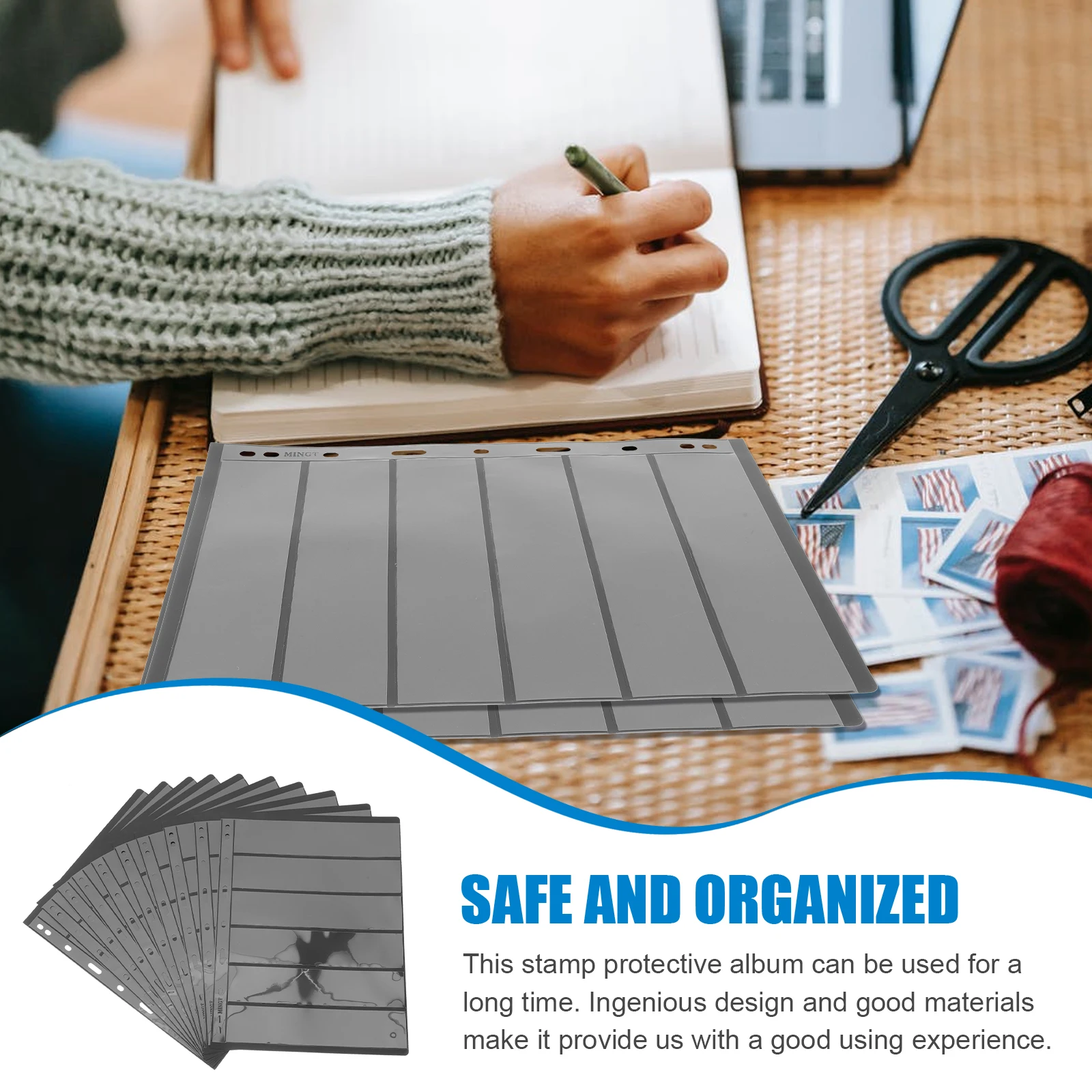 10 Pcs Stamp Album Storage Holder PVC Protector Pages for Items Coin Photo Postcard Organizer