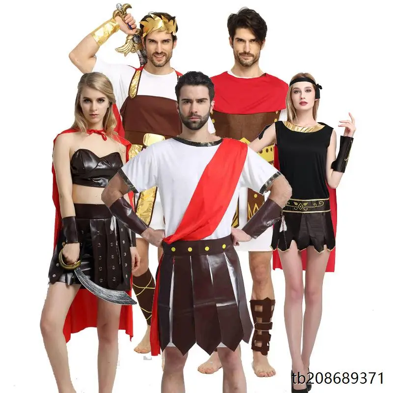 loween Costume adulto Gladiatore Guerriero Tuta da performance di ruolo Versione da uomo Abito da soldato romano antico