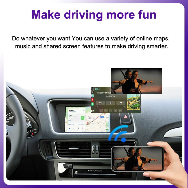 AUTOTOP Drahtloser CarPlay Android Auto Decoder Box für Audi A4 A5 Q5 S4 S5 2009-2018 MirrorLink AirPlay BT Auto-Modul Kamera – Detail 4