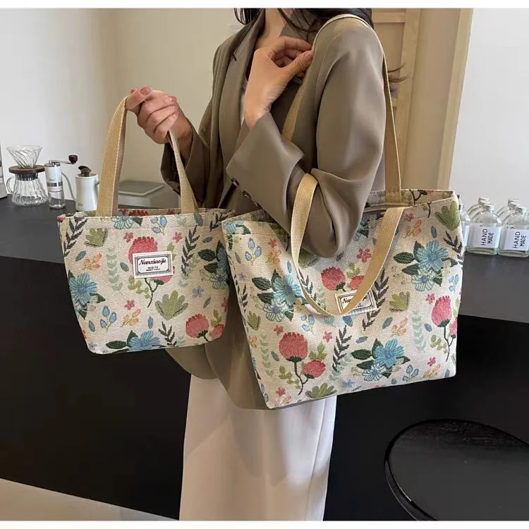 Women Large Capacity Canvas Shoulder Bag, Ins Minimalist Tote Bag Handbag for School Office Shopping Travel Daily Commute