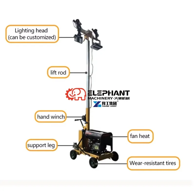 Hot Sale 5m Manual Stadium LED Mobile Light Towers Diesel Generator Floodlight Tower Metal Halide Lighting Tower