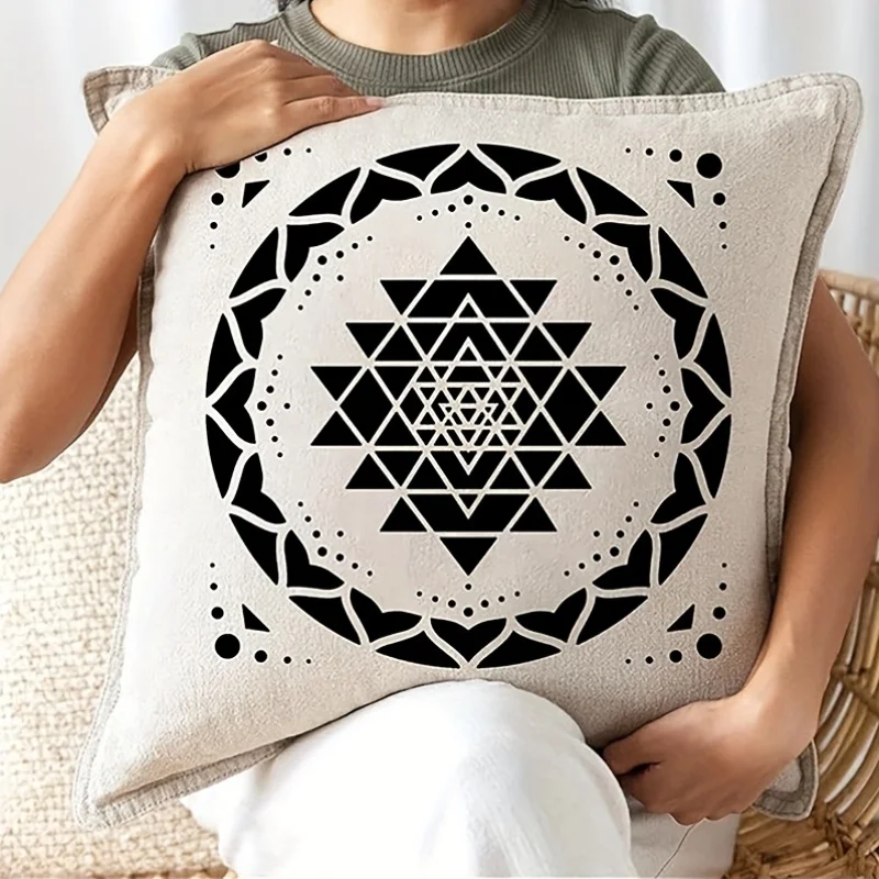 4 قطع مجموعة استنسل ماندالا كبيرة مقاس 12 بوصة لفن الحائط والقماش واللوحة القماشية والأثاث، قالب رسم دائري قابل لإعادة الاستخدام #6