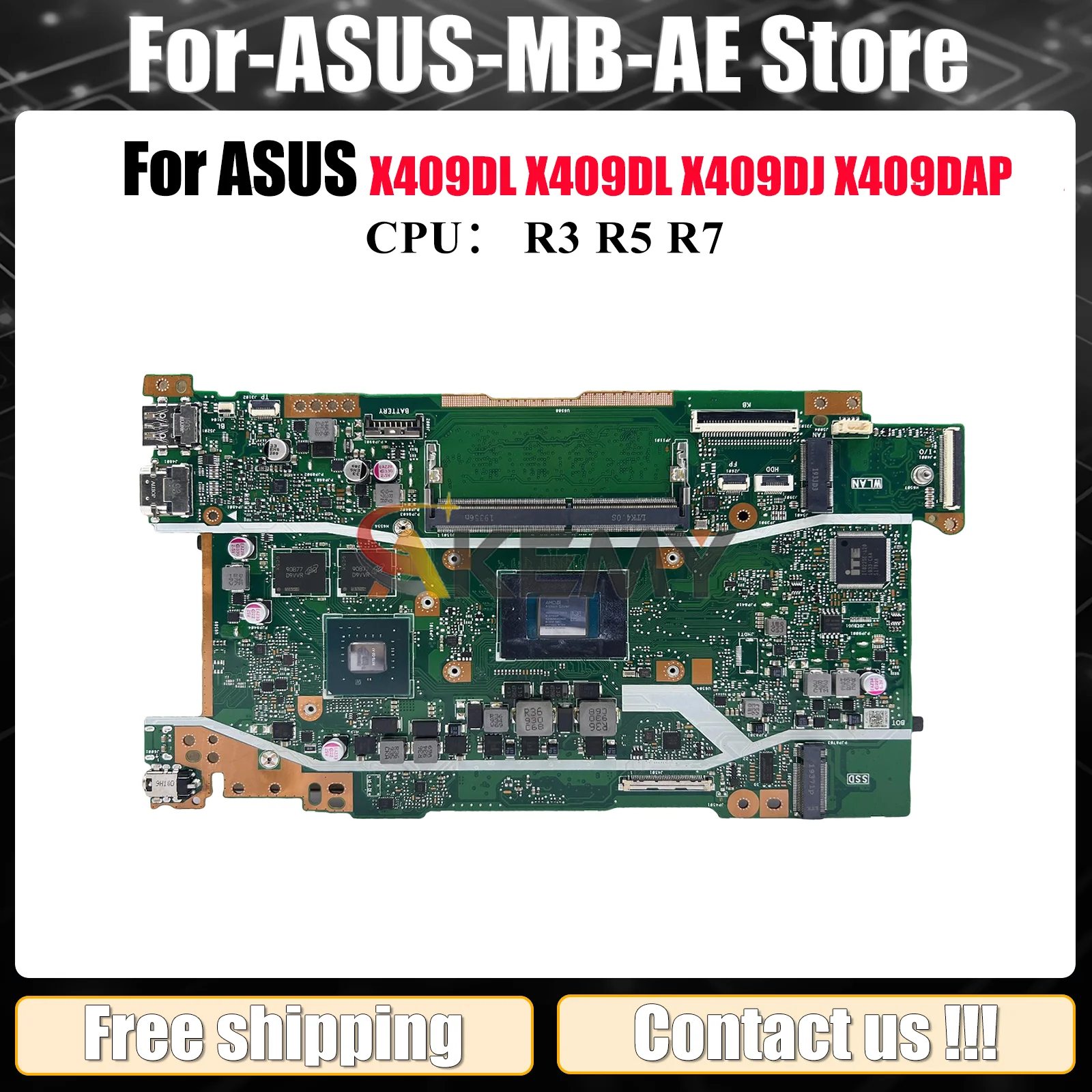 

X409DL Laptop Motherboard For ASUS X409D X409DJ M509D M409D D409D Y4200D D509D X409DAP X409DL FL8700DA Mainboard W/ R3 R5 R7 CPU