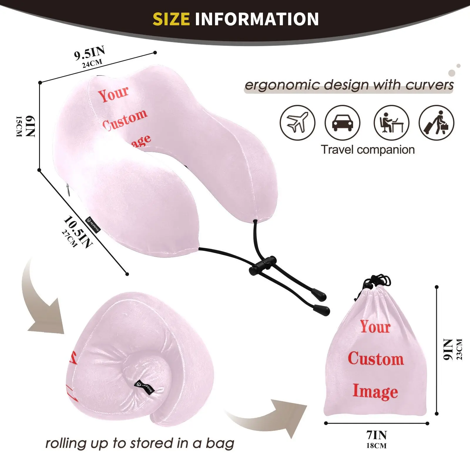 U Shaped Memory Foam Neck Pillows Soft Travel Pillow Massage Neck Pillow Sleeping Airplane Pillow Cervical Healthcare Custom