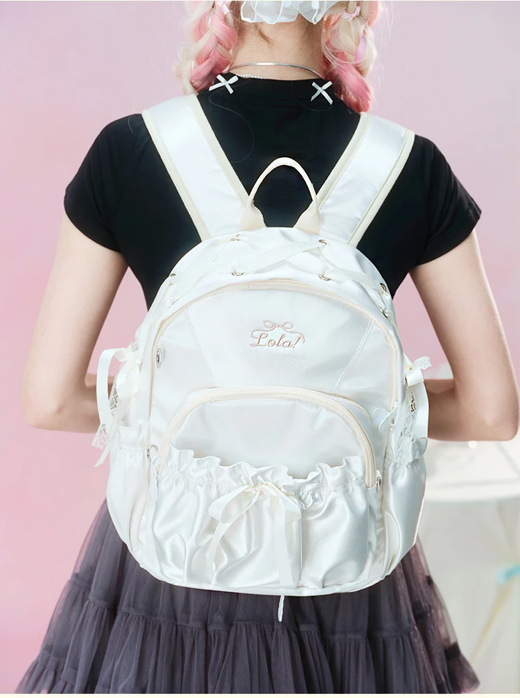 bow backpack, girl baby bag, multi-functional removable backpack.