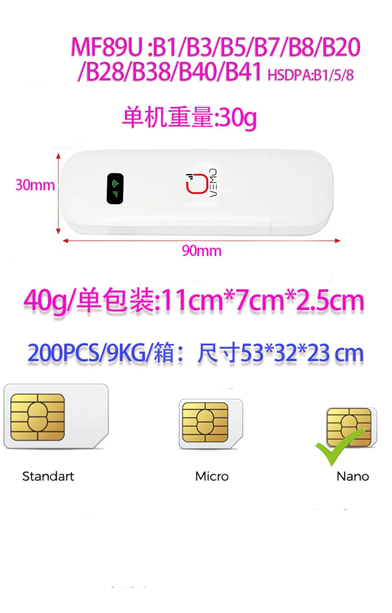 4G WiFi Router  standard SIM Card Portable wifi LTE USB 4G modem pocket hotspot  WIFI dongle