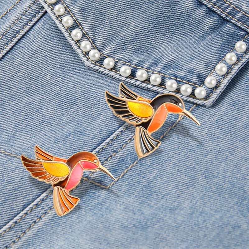 

Vintage Jewelry Brooches for Women Colorful Enamel Pins Metal Birds Cute Broach Bird Hummingbird Badge High Quality Accessories