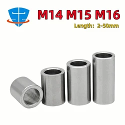 5/2/1pcs M14 M15 M16 SS304 Stainless Steel Bushing Unthreaded Hollow Casing Lengthen Washer Sleeve Round Column Joint Spacer