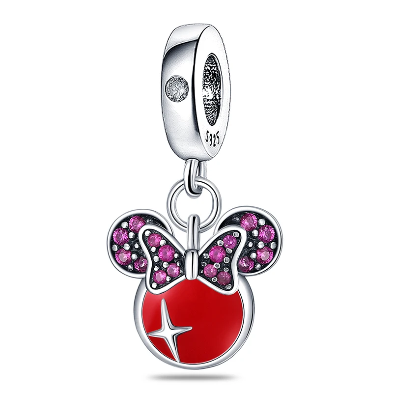 Disney Exquisite Minnie Head Charm Beads Fits Pandora Original Bracelet For Women 925 Silver Pendant Bead Jewelry Hot Sale Gift