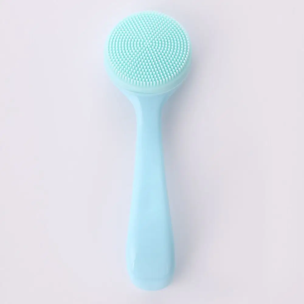 Silicone Facial Cleansing Brush Makeup Residues Removal Manual Face Cleaning Scrubber Cleanser Long Handle Face Wash Brush