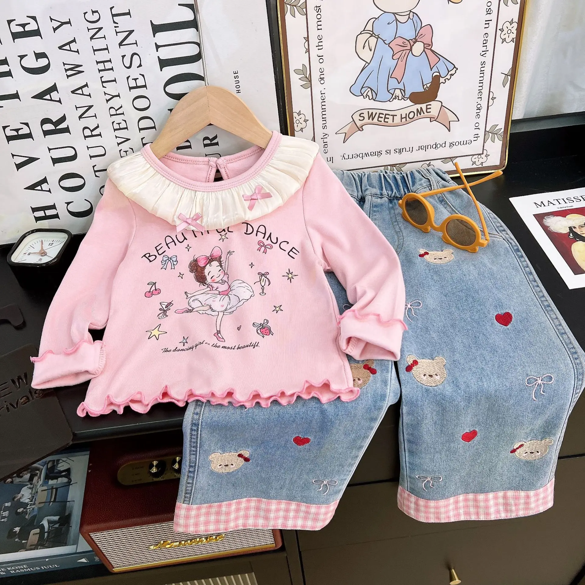 456 2PCS SET Chic Spring Autumn Style kids' Sets And Outfits For Toddler Girls Clothes Baby Girl Clothes Long Sleeve With Pants