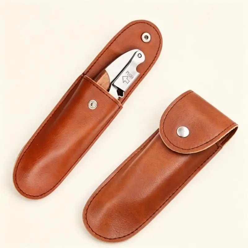 1Pcs Bottle Opener Leather Sheath Portable Snap Button Protective Cover Wear Resistant for Outdoor Storage and Carry Gift Idea