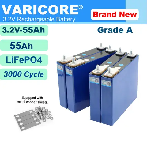 VariCore 3.2V 55Ah LiFePO4 battery Lithium iron phosphate batteries for 12V 24V 3C Motorcycle Car Motor Modification M6