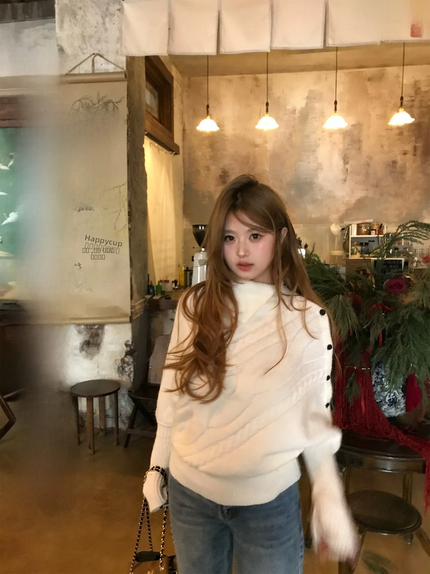 

Warmth Batwing Sve Sweater High Collar Loose Fit Fce Women's Winter Faion Casual Sle plus Size Knitted Top