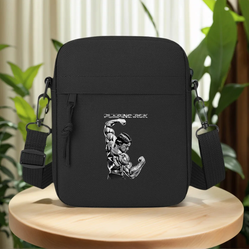 Muscular arm flex,intense pose Men Crossbody Bag Single Shoulder Women Cartoon Anime Film Printing Design Unisex