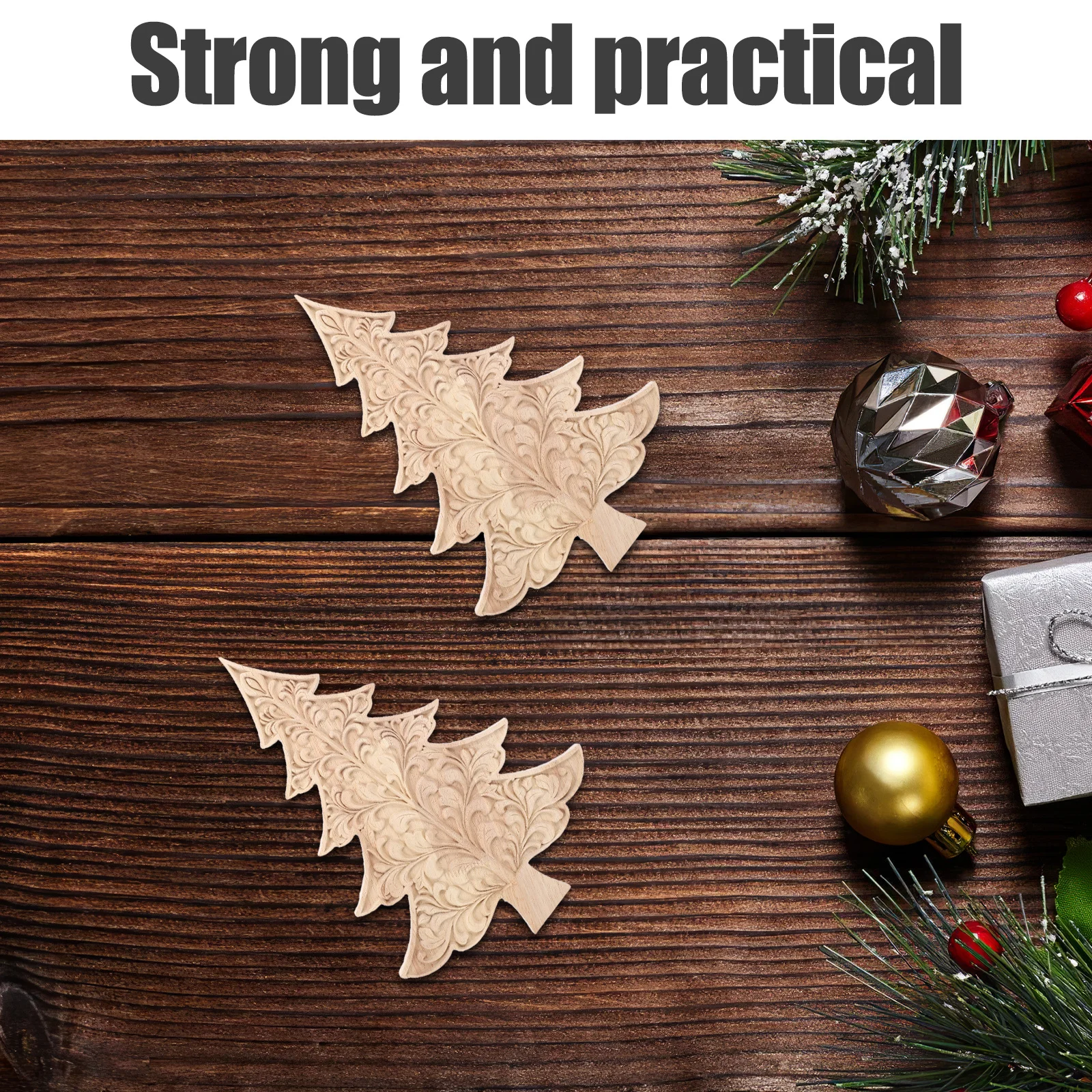 

Wooden 3D Christmas Tree Decoration Rustic Farmhouse Carved Xmas Tree Cutouts Unfinished Wood Ornament for DIY Holiday