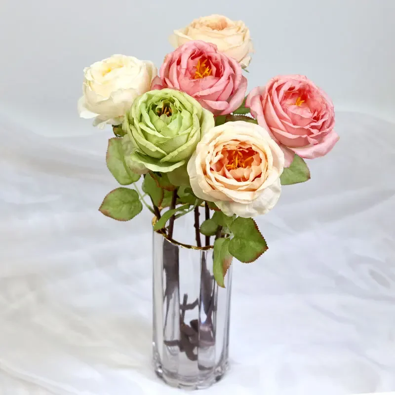 

52CM Large Head Artificial Burnt Edge Rose Home Decoration Silk Flower Wedding Bride Holding Bouquet