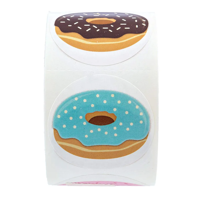 50-500pcs Stickers Stylish Donut Stickers 8 Designs Delicious Looking Handmade white labels stickers for Cake bread baking