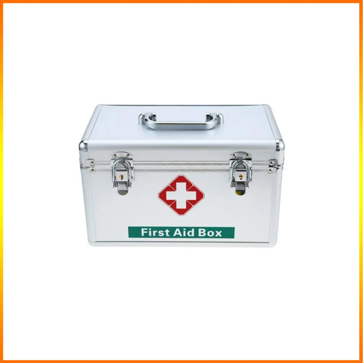 Aid Box Large Lockable 2 Layer First Aid Case Durable Aluminum Frame Medicine Storage Container Box for Home Travel Workplace