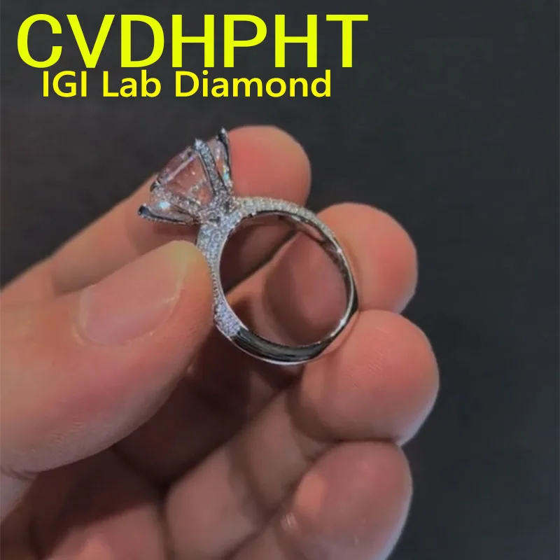 

LUXURY Au585 14K White Gold Ring IGI Lab Growing Diamond Ring Round D Color 3Ct wedding ring Factory sell