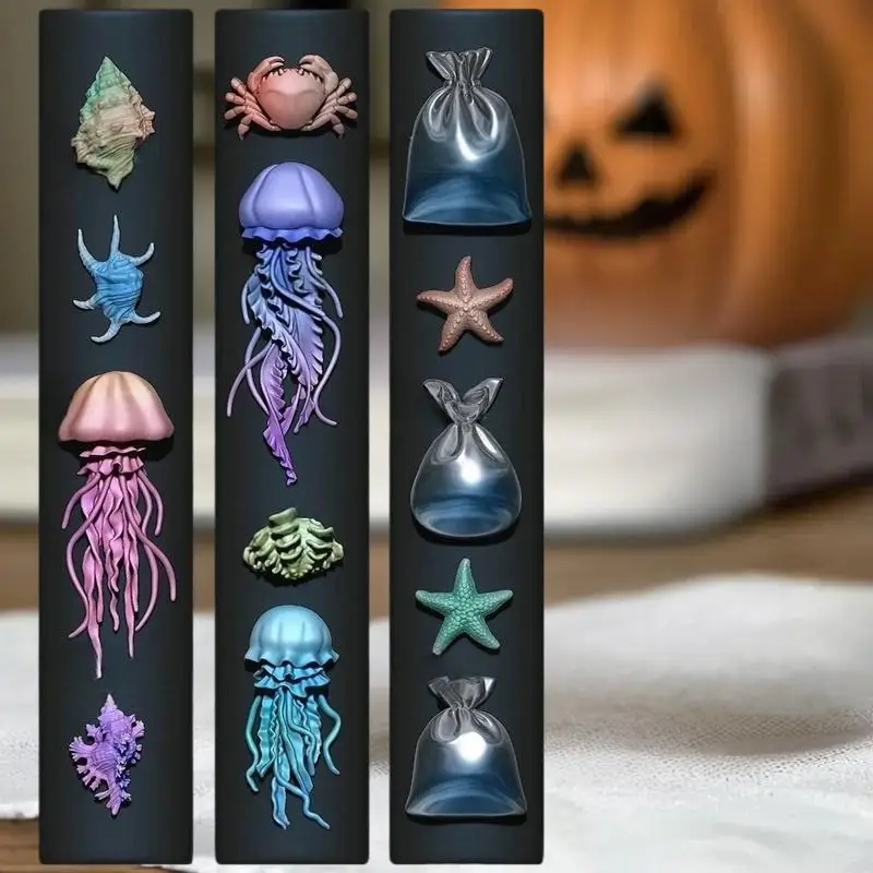 Coquilles DIY, étoile de mer, méduse Nail Art avec moule en silicone transparent ; Moule de manucure 3D Ocean Series