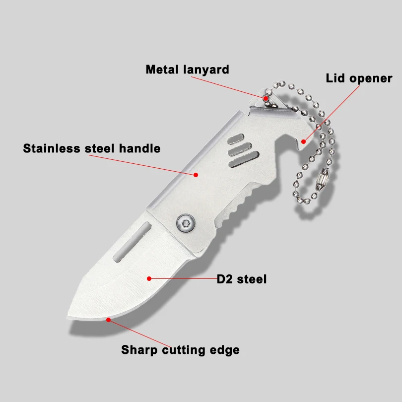 Mini Folding Knife Outdoor Stainless Steel Folding Knife Sharp Camping Knife Key Chain Pendant Hand Tool Pocket Folding Knife