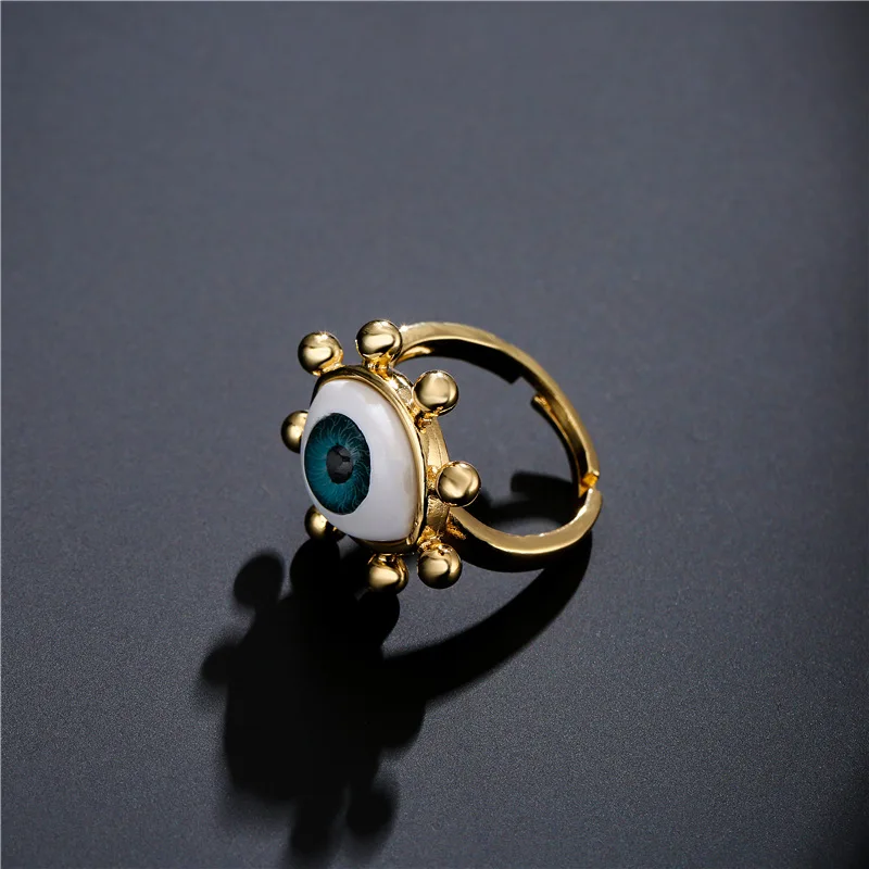 2025 New Arrival 3D Evil Eye Open Design Rings For Women Gold Color Copper Party Jewelry Femme Bijoux image 4