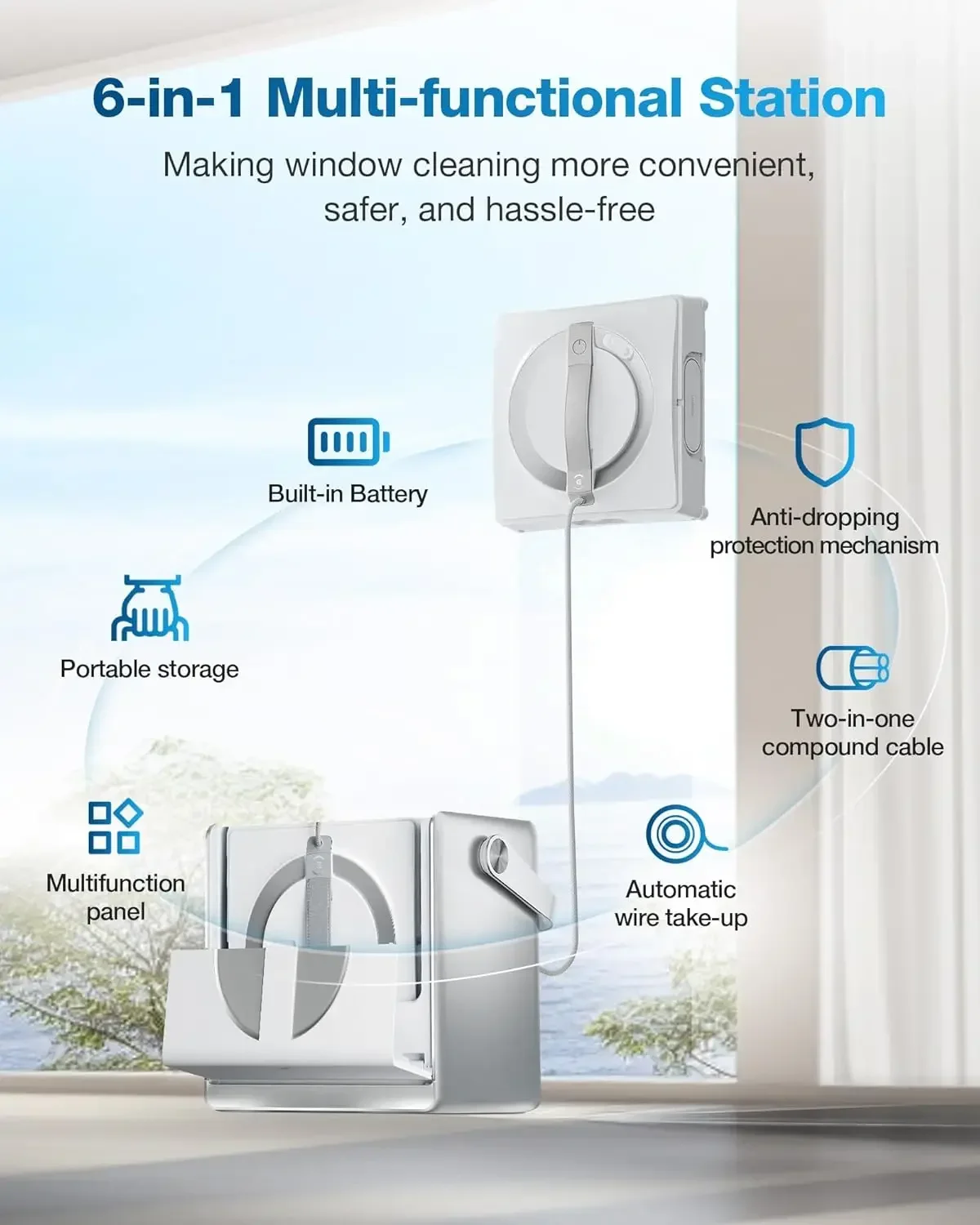 

ECOVACS Winbot W2 Omni Potable Window Cleaning Robot, Intelligent Cleaning with Three-Nozzle Wide-Angle Spray Technology,