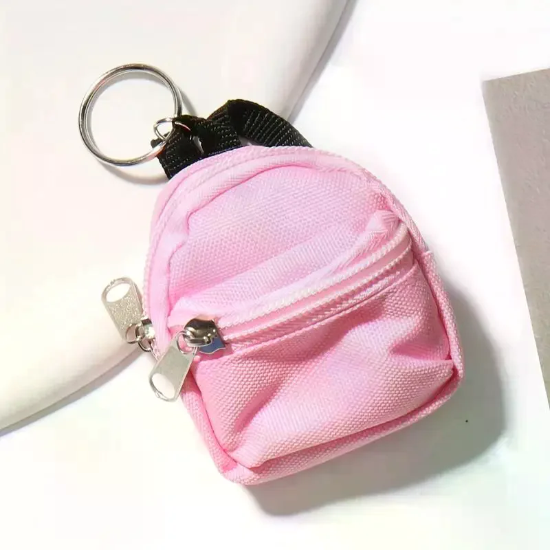 Mini Backpack Style Canvas Coin Purse With Key Ring And Zipper Closure For Daily Small Items Storage