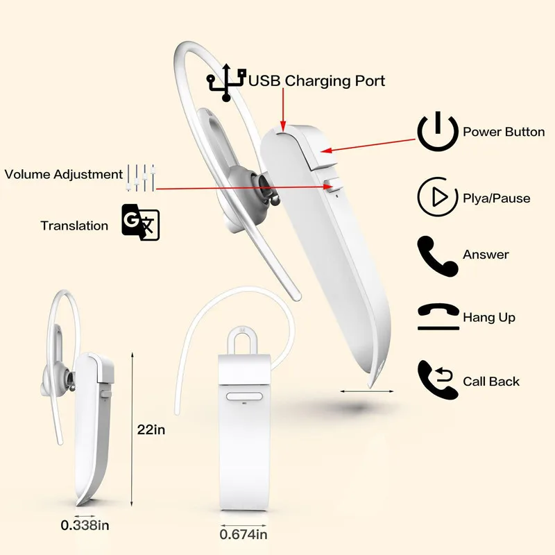 Voice Translator Wireless Bluetooth Translate Earphone 16 Languages Intelligent Business Phone Traductor De voz Simultaneo