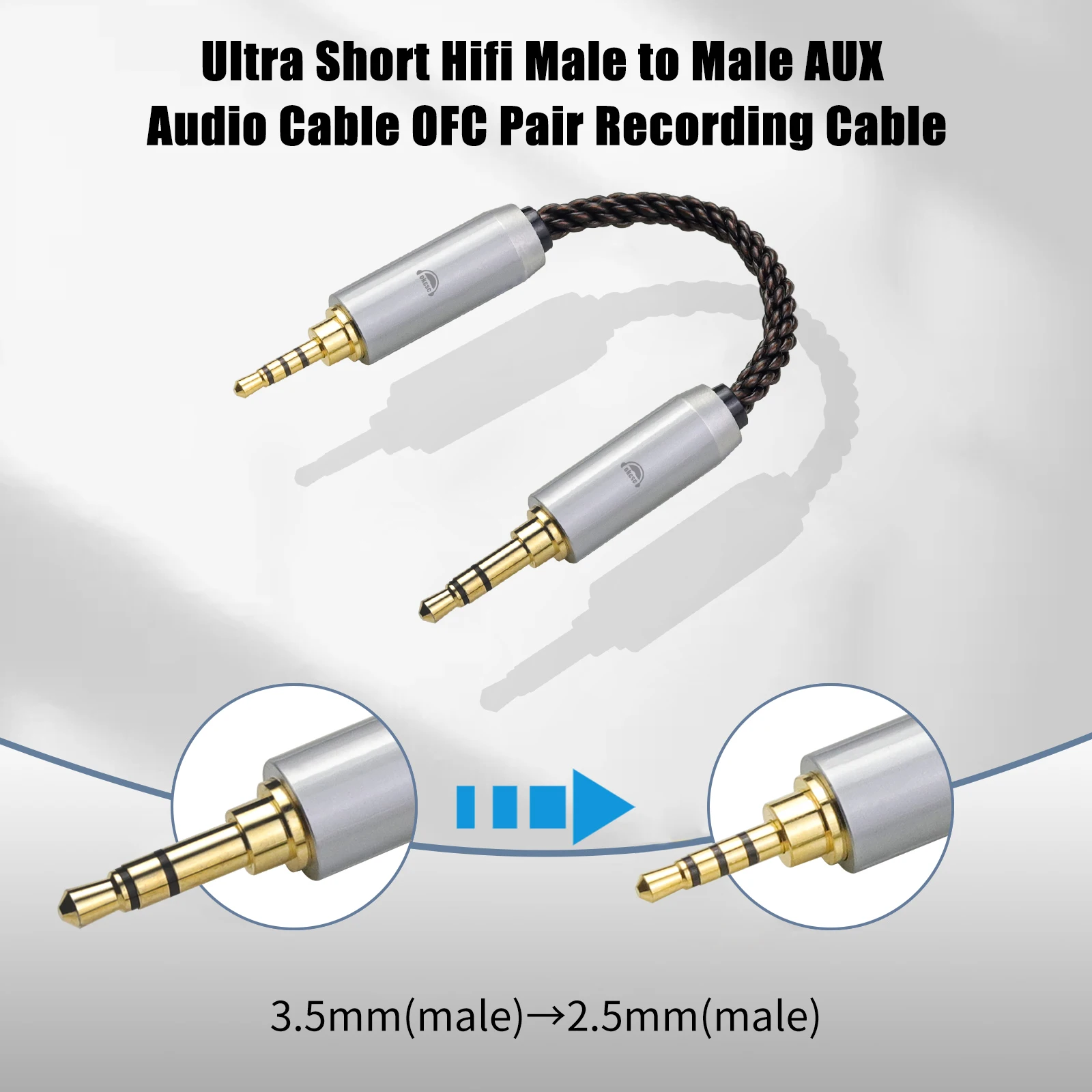 OKCSC HIFI Audio Conversion Cable 2.5mm 3.5mm 4.4mm Male to 2.5mm 3.5mm 4.4mm Male Headphone Conversion Transmission AUX Cable