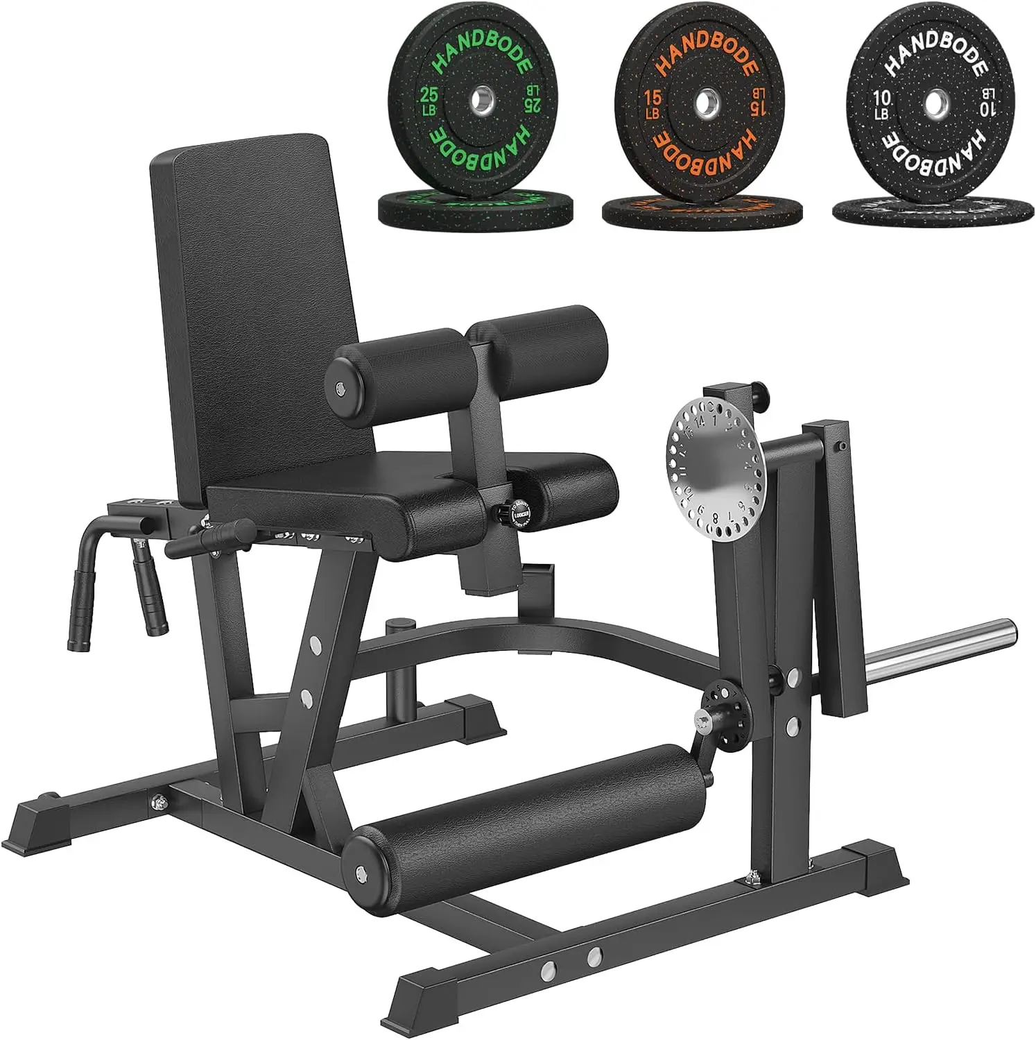 Adjustable 8-in-1 Plate-Loaded Lower Body Workout Machine, Leg Extension and Hamstring Curl Bench with 1000 LB Capacity, Home Gym Leg Equipment Compatible with 1” and 2” Weight Plates