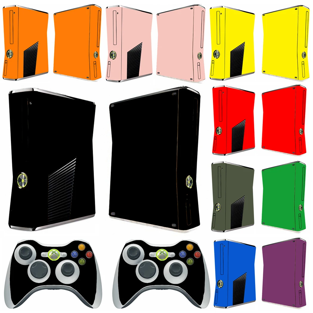 10 ملصق من الفينيل بألوان صلبة نقية ونظيفة لهاتف Microsoft Xbox 360 Slim و2 ملصقات جلود وحدة التحكم
