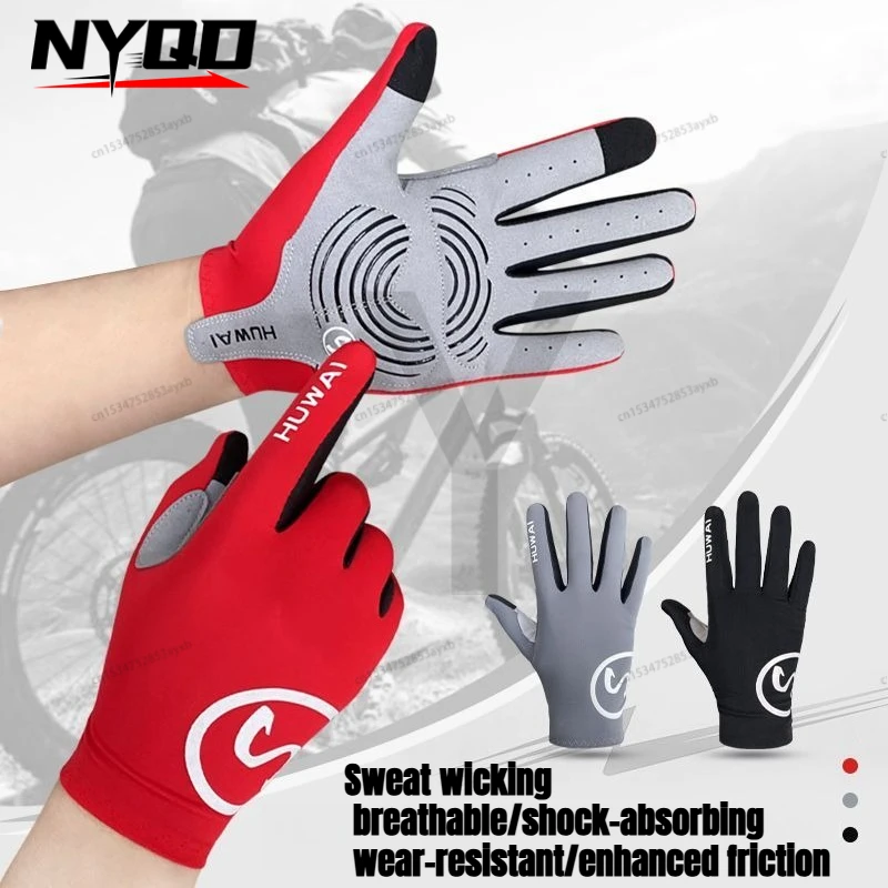 

Летние мужские перчатки из ледяного шелка, Нескользящие солнцезащитные перчатки для вождения, перчатки для рыбалки, дышащие велосипедные походные перчатки, перчатки с полным пальцем